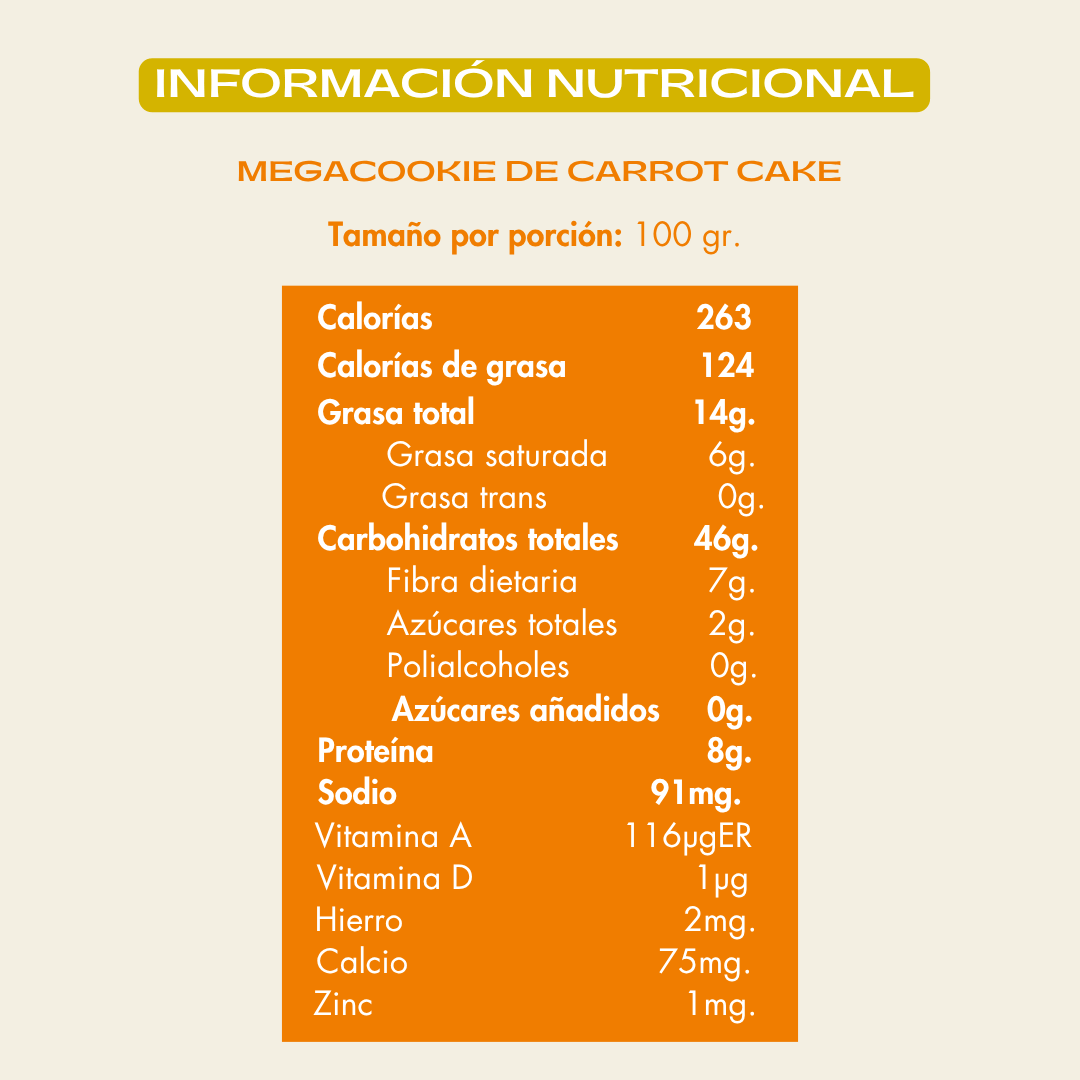 Info nutricional galleta carrot cake