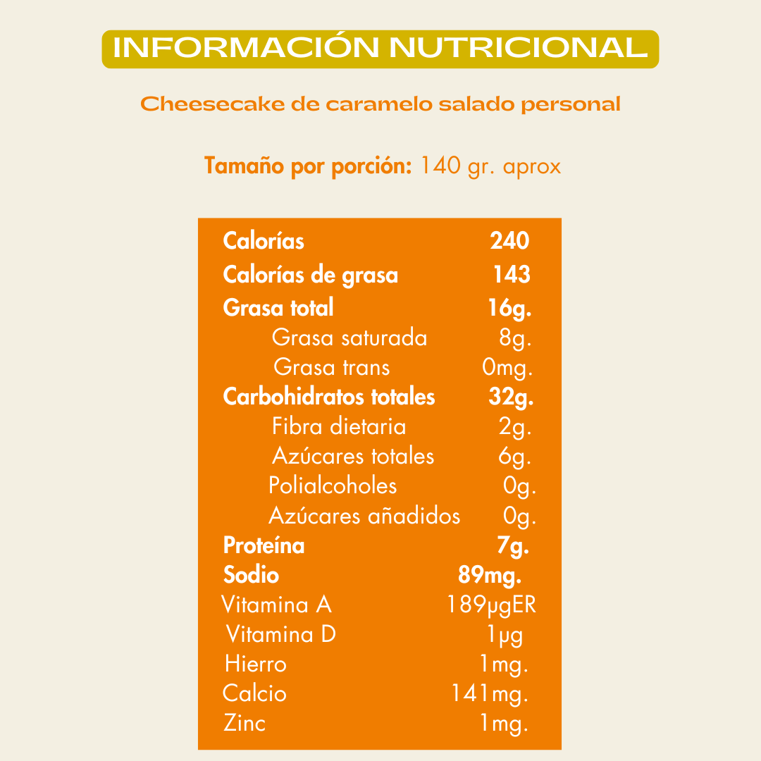 Info nutricional cheesecake caramelo salado